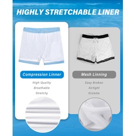 Gleeease Swim Trunks Mens 5 Inch Inseam Compression Liner Short Men Bathing Suit Lined Swimming Shorts Men's Swim Suits