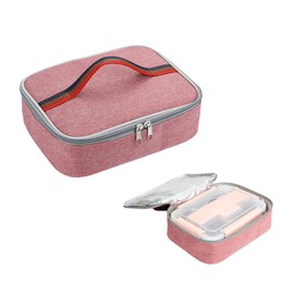 QKEPCY Cool Bag Small 2.6L Isothermal Lunch Bag Insulated Foldable Lunch Bag Portable Lunch Box Work Travel Office Picnic Beach Camping (Pink)