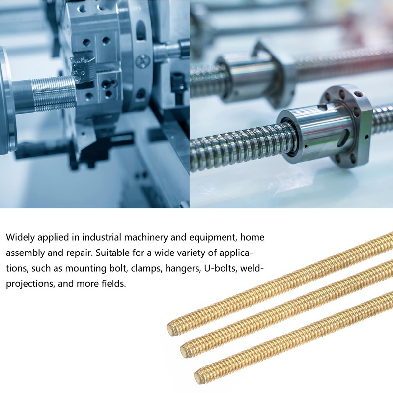 TOP-VIGOR 1Pc M6 x 250mm Male Brass Threaded Rod, All