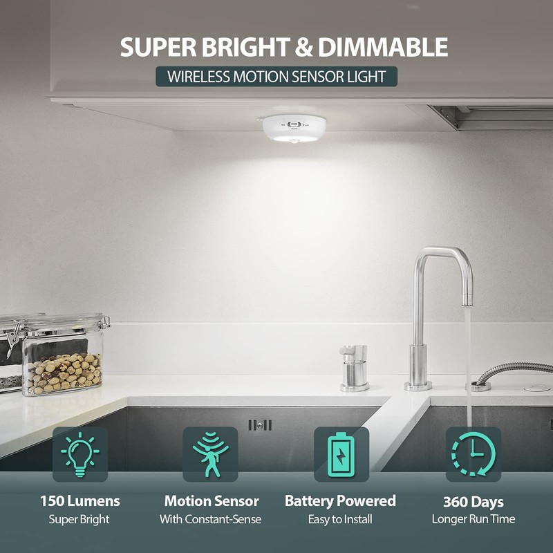BLS Motion Sensor Light Indoor, Wireless LED Night Light, Under