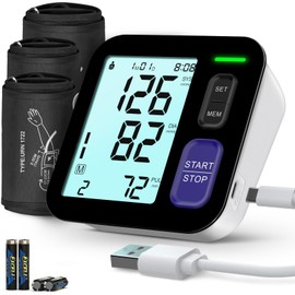 Blood Pressure Machine Upper Arm, 3 Size Cuffs, S, M/L and XL, Small 7"-9", Medium/Large 9"-17" and Extra Large X-Large Cuff 13"-21", Accurate Automatic Digital BP Monitor Home Use, Large Backlit LCD | AQESO