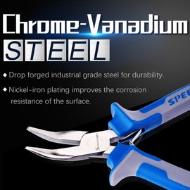 SPEEDWOX Mini Long Nose Tip Pliers, Lightweight, No Groove, 45° Vertical Bend, Bent, Micro, Spring Included, Precision Work, Beads, Accessories, Crafting Supplies, Handicrafts, Hobby, DIY, Professional, Hobby, Crafting Tool, Tool 4.9 inches (126.5 mm)