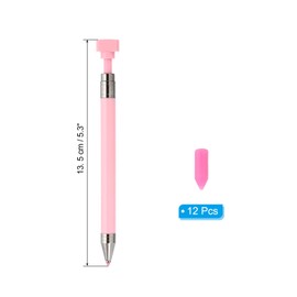 PATIKIL Diamond Art Pen with Wax, Fine Point Diamond Art Accessories Refillable Wax Pen with 12 Pcs Wax for Diamond Art Nail DIY Craft, Pink