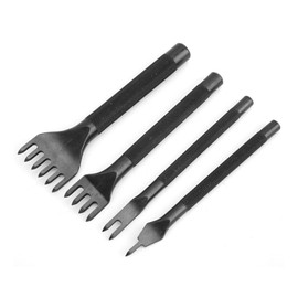 YUENTOEN Leather Prong Punch Tool Set, 4Pcs 1/2/4/6 Prong Diamond Hole Lacing Stitching Chisel Rhombus Teeth Punch for DIY Leather Punching Pricking(5mm)