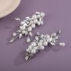 Teyglen 2Pcs Pearl Wedding Hair Clips Silver Crystal Hair Barrette