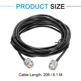 sourcing map 1PCS RG58 Coaxial Cable 20ft/6.1 M, UHF PL-259 Male to Male Coax Cable 50 Ohm Low Loss Cable for CB Radio, Ham Radio, Antenna Analyzer