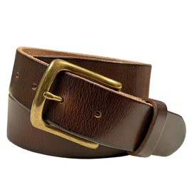 Men's Casual Full Grain Leather Belt 1-1/2" Wide Black Brown Tan (44, Brown)