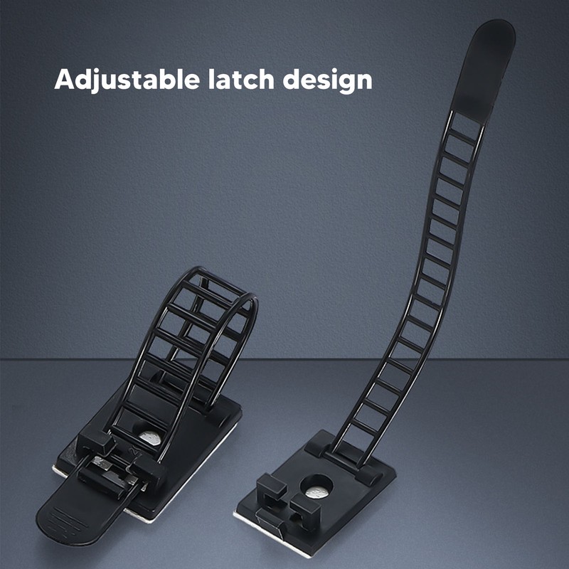 100Pcs Adhesive Cable Management Clips Adjustable Nylon Strap Ties Wire