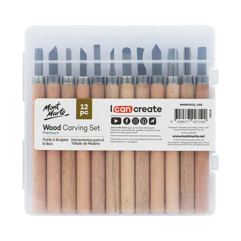 Mont Marte Wood Carving Tool 12-Piece Set