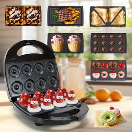 6 in 1 Sandwich Maker, Waffle Maker with Removable Plates, Dual-Sided Heating Non-Stick Plates, Perfect for Cooking Breakfast, Panini, Grilled Cheese, Bacon, Steaks, Donut, Toast, Omelets, Bread