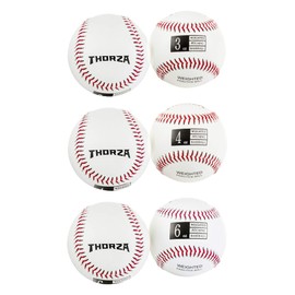 Thorza Weighted Baseballs for Throwing - Help Increase Pitch Velocity - Set of 3 Practice Baseballs (3oz, 4oz, 6oz)
