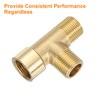 sourcing map Brass Tee Pipe Fitting, 3/8"(Male x Male x