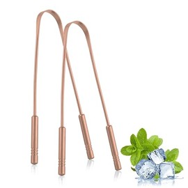 Raspador de lengua para adultos (paquete de 2), 100% cobre, fácil de usar, limpiador lingual, reduce el mal aliento, para el cuidado e higiene bucal (100% cobre)