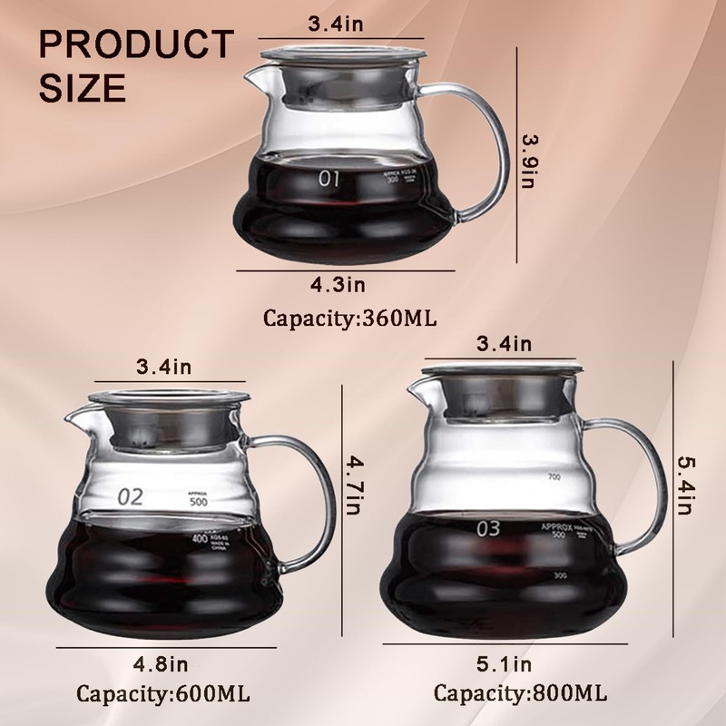 Glass Coffee Server for Drip Coffee Maker, Standard Glass Coffee