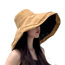 Snmzlc JPD151 Women's UV Protection Hat, Large Size, Approximately 5.5 inches (14 cm), Ultra Wide Brim, Full Light Blocking, Sun Protection, UV Protection, Breathable, Adjustable, Black, Popular