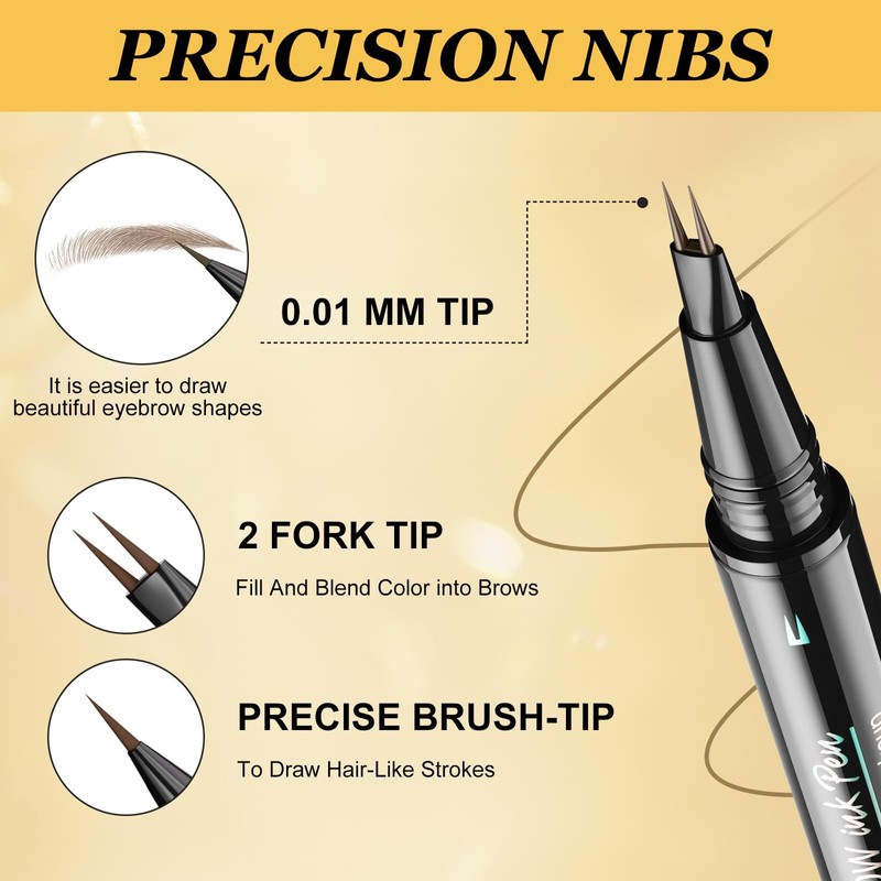 Magic Eyebrow Pencil, Waterproof, Microblading Eyebrow Pencil with 2 Micro