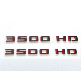 Pair Set 2019-2023 3500HD 3500 HD Door Side Emblem Badge Nameplate (Black Red)