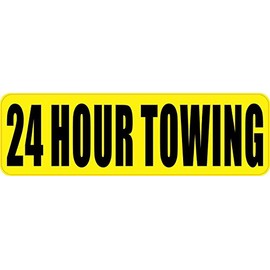 StickerTalk 24 Hour Towing Vinyl Sticker, 10 inches by 3 inches