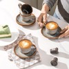 Tikooere Ceramic Espresso Cups with Saucers 5 Oz,Set of 4