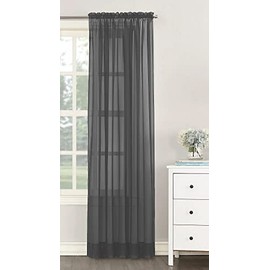 NetCurtainsUK Single Plain Voile Net Curtain Sheer Panels Slot Top Heading (Grey, 140cm (55'') Wide x 122cm (48'') Drop) (HMPVP01)