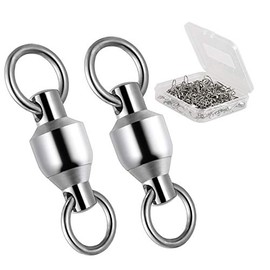 RIKIMARU Fishing Swivels Duo-Rings Ball Bearing Stainless Barrel High Strength Fishing Lure Swivels High Speed Rotating (Silvery, (Trial) 0#-40LB-20pcs)