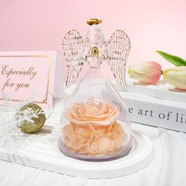 Sunia Gifts for Mum, Eternal Rose Angel Figure, Birthday Gift for Women, Mother, Grandma, Eternal Flower in Angel Glass Dome, Mother's Day Gifts for Mum, Gifts for Mother's Day, Guardian Angel
