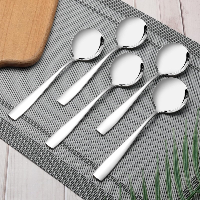 Annkky 12 Pieces Round Spoon, Stainless Steel Round Table Spoons