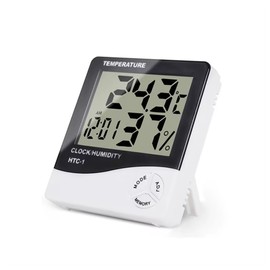 IndoTeam Indoor Digital Thermometer Hygrometer – Accurate Digital Room Thermometer Temperature Gauge Humidity Monitor with Alarm Clock - Easy to Read LCD Display for Home - White