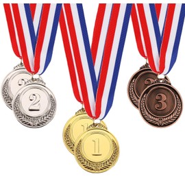 6 Pieces Metal Gold Silver Bronze Medals Award Medals Olympic Style Winner Medals for Children's Adults Events 1st 2nd 3rd Olympic Gold Silver Bronze with Ribbon for Competitions Party Decorations