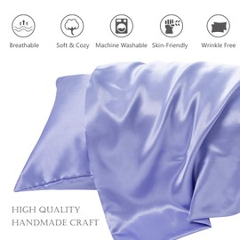 HandSun Silky Satin Pillowcase for Hair and Skin, 2 Pack Luxurious Satin Pillow Cases with Envelope Closure, Satin Pillow Shams Set of 2 King Size (20x36 Inches)