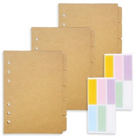 A5 Index Paper, 8.19x5.9", 5Pcs per Set, 3 Sets per Pack, Craft Color Paper Divider, for 6 Holes Filofax, 6 Holes Binder(Harphia, DIYD-013-A5-Craft)