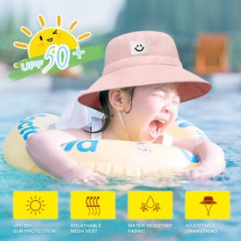 2Pcs Parent-Child Sun Hat,Smile Face UPF 50+ Toddler Bucket Hat for Mother&Baby Boys Girls Beach Hat (US, Age, 0 Months, 9 Months, White)