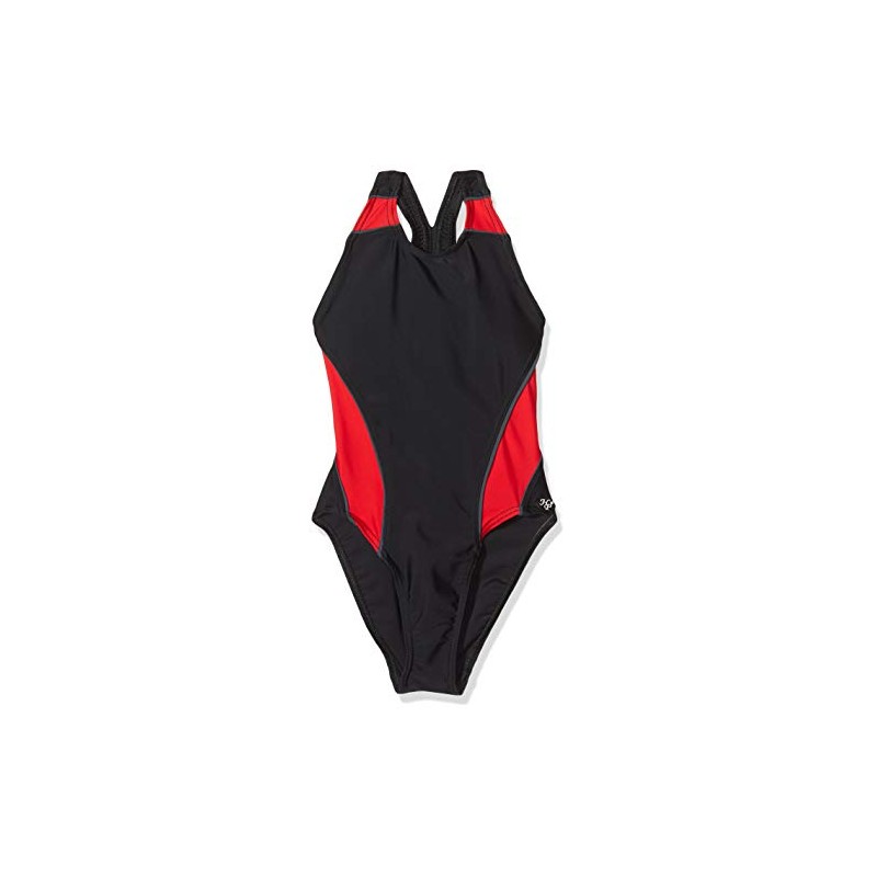 Haute Pression Girls Swimming Costume, Noir/Gris/Rouge