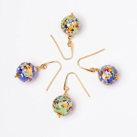 Venetiaurum - Earrings for Women with Spheres in "Harlequin" Original Murano Glass and 925 Silver - Made in Italy Certified Jewel