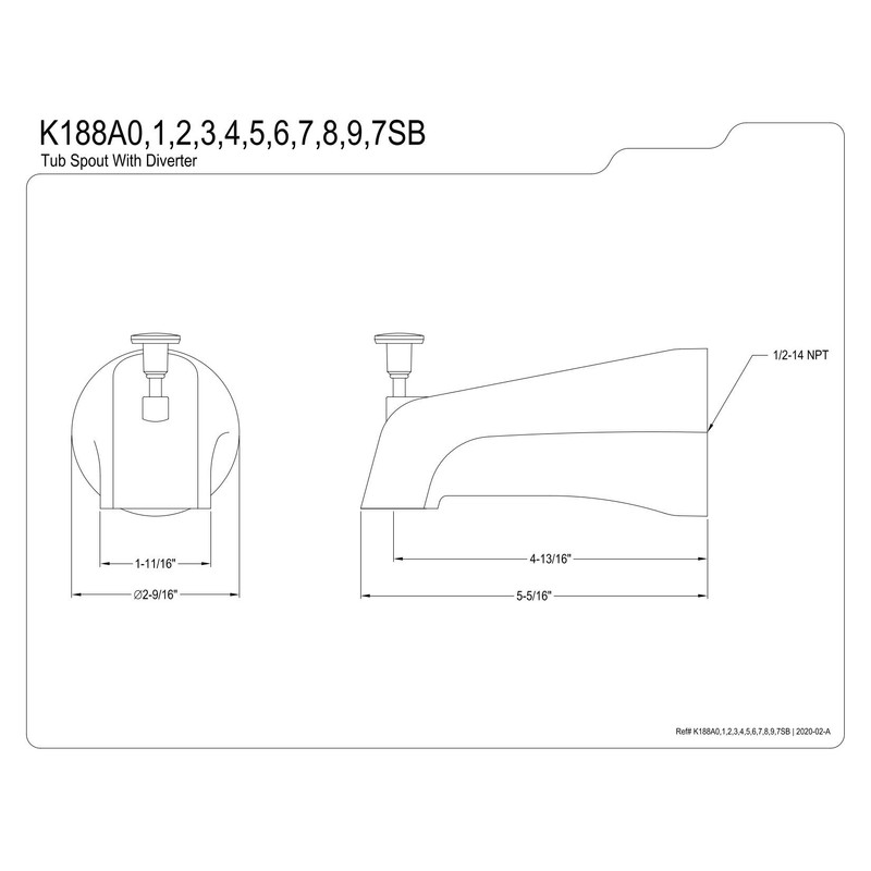Kingston Brass K188A4 Made to Match Tub Spout, Polished Chrome/Polished