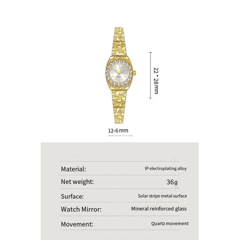 BESTKANG Luxury Gold Watch for Women, Crystal Diamond Dress Wristwatch