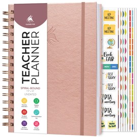 Clever Fox Teacher Planner Spiral – School Year Planner with Calendars & Lesson Plans – Teacher Plan Book for Classroom & Homeschool Organization - Undated, 7.9x10″ (Rose Gold)