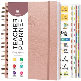 Clever Fox Teacher Planner Spiral – School Year Planner with Calendars & Lesson Plans – Teacher Plan Book for Classroom & Homeschool Organization - Undated, 7.9x10″ (Rose Gold)