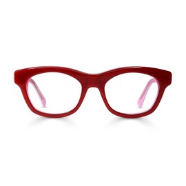 eyebobs Bumfuzzle Premium Reading Glasses for Women and Men | Round Average-Size Reading Glasses | Red and Pink Layer Front and Temples | 2.25