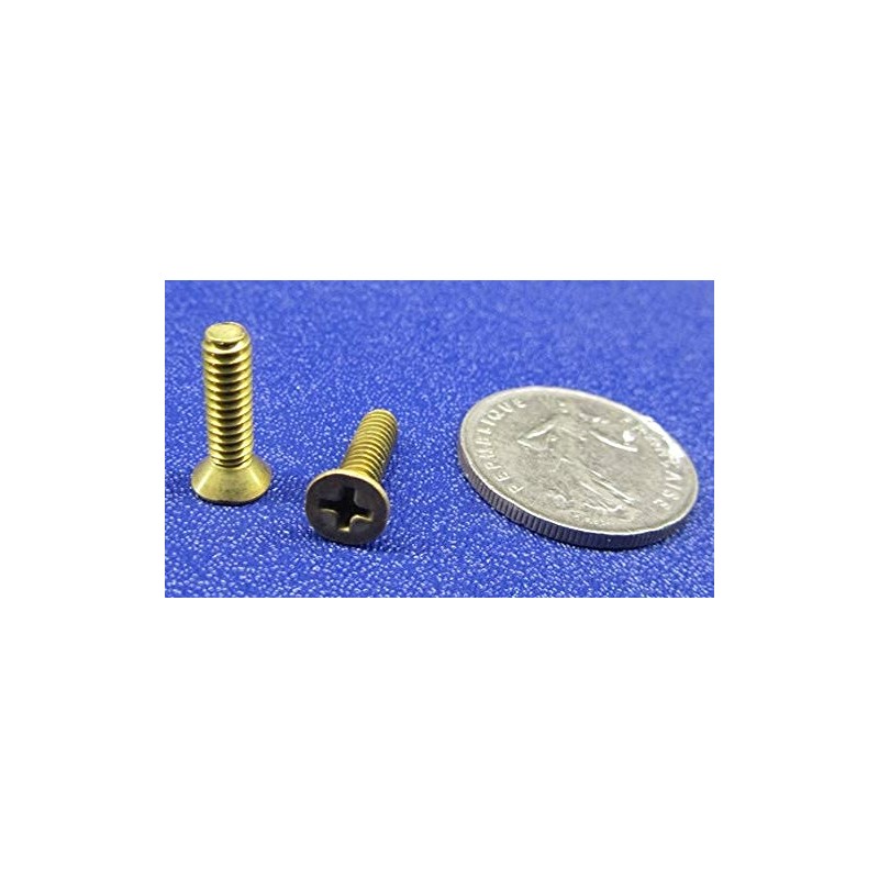 Brass Flat Head Phillips Machine Screws, FT, 10-24 Thread Size