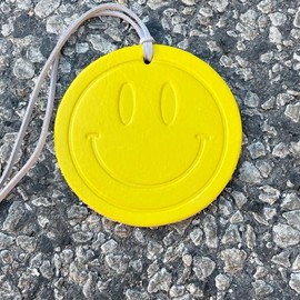 Air Flair | Leather Car Air Freshener | Smiley Face Yellow (Leather Scent)