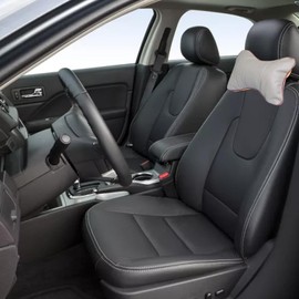 Vastsea Pack of 2 PU Leather Neck Cushion, Car Neck Pillow, Car Seat Headrest Cushion, for Car Seat Headrest (Grey)