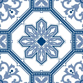 Poromoro Portuguese Spanish Azulejo Tile Stickers Peel and Stick Kitchen & Bathroom Mosaic Tile Stickers Set of 16 (5.9,29)