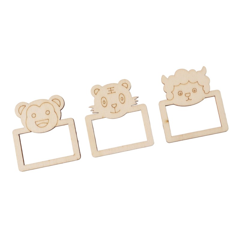 100pcs Wooden Cartoon Animal Photo Frame Decorative Hand Painting Photo