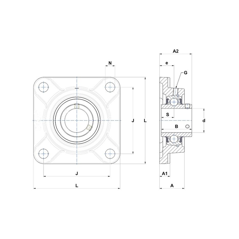 Cast Iron Square Flange Bracket Self-Aligning UCF 207 Bearing 35mm