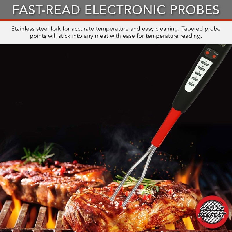 Grille Perfect Digital Meat Thermometer Fork for Grilling and Barbecue