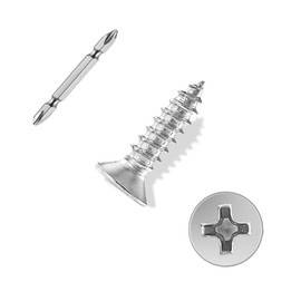 ANCHOREASE #8×3/4″ Wood Screw 300Pcs, 304 Stainless Steel Screws, Flat Head Phillips Fast Self Tapping Screws