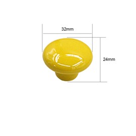 NUODWELL 10Pcs Round Colorful Ceramic Cabinet Knobs Single Hole Pull Handle for Drawer,Cupboard,Dresser,Door (Yellow)