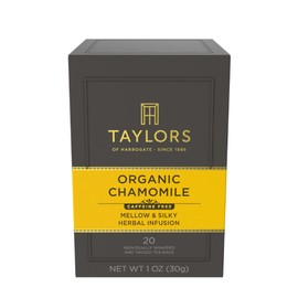 Taylors of Harrogate Organic Chamomile Herbal Tea, Individually Wrapped Bags, 20 Count (Pack of 6), Mellow, Silky & Soft, Caffeine-Free, Enjoy Hot or Iced, 120 Teabags Total