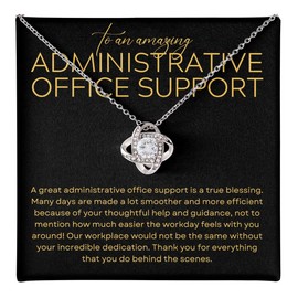Administrative Office Support Necklace Message Card Box Love Knot Mahogany - A Great Is A True Blessing - Appreciation Secretary Administrative